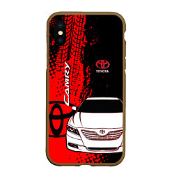 Чехол iPhone XS Max матовый Camry Toyota glitch, цвет: 3D-коричневый