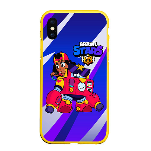 Чехол iPhone XS Max матовый Brawl Stars game Meg / 3D-Желтый – фото 1