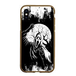 Чехол iPhone XS Max матовый Крик Хэллоуин Хоррор Scream Halloween, цвет: 3D-коричневый