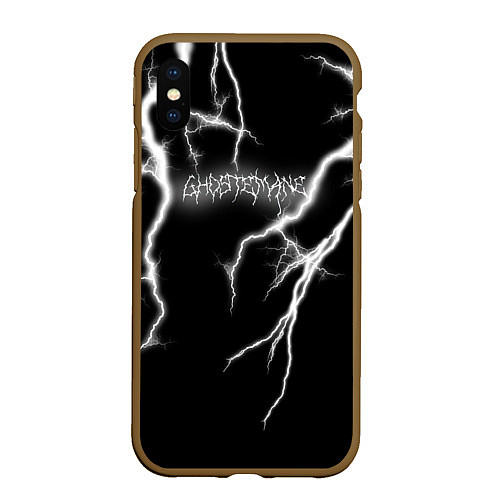 Чехол iPhone XS Max матовый GHOSTEMANE Lightning Гостмейн Молния Надпись / 3D-Коричневый – фото 1