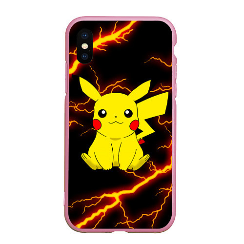 Чехол iPhone XS Max матовый PIKACHU PIKA PIKA РАЗРЯДЫ МОЛНИЙ / 3D-Розовый – фото 1