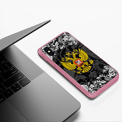 Чехол iPhone XS Max матовый Российская Федерация, цвет: 3D-малиновый — фото 2