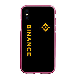 Чехол iPhone XS Max матовый БИНАНС ЛОГО КАРБОН BINANCE LOGO, цвет: 3D-малиновый