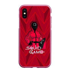 Чехол iPhone XS Max матовый Squid game, цвет: 3D-малиновый