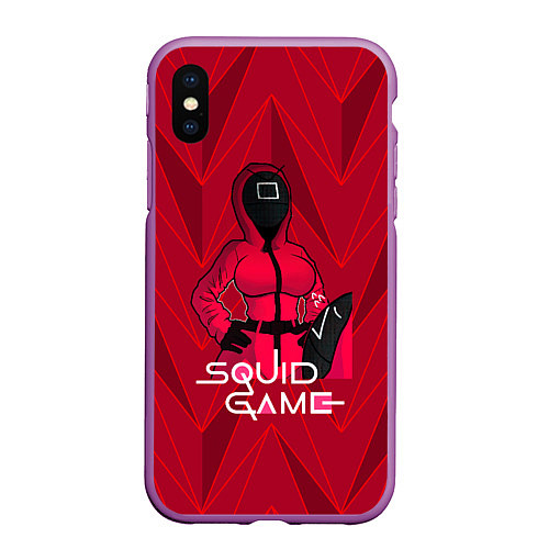 Чехол iPhone XS Max матовый Squid game / 3D-Фиолетовый – фото 1