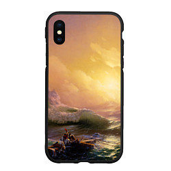 Чехол iPhone XS Max матовый Шторм в море девятый вал, цвет: 3D-черный