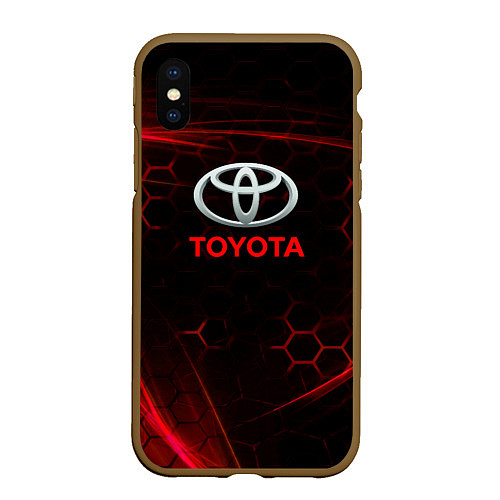 Чехол iPhone XS Max матовый Toyota Неоновые соты / 3D-Коричневый – фото 1