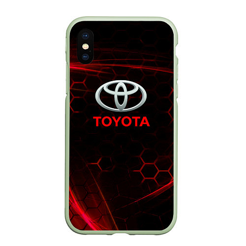 Чехол iPhone XS Max матовый Toyota Неоновые соты / 3D-Салатовый – фото 1