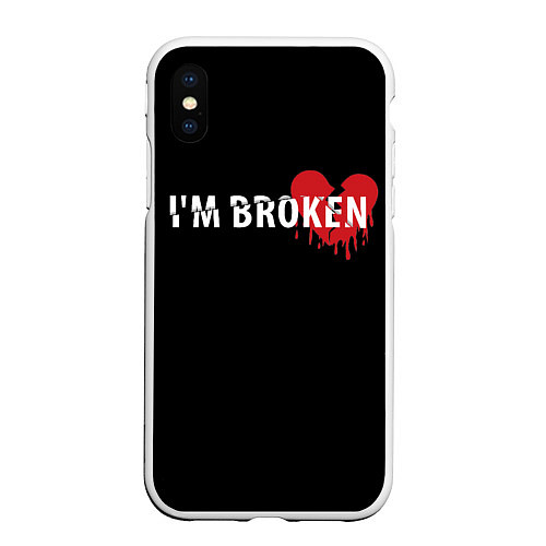 Чехол iPhone XS Max матовый Im broken с разбитым сердцем / 3D-Белый – фото 1