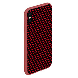 Чехол iPhone XS Max матовый Принт с поцелуями,алые губы, цвет: 3D-красный — фото 2