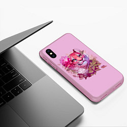 Чехол iPhone XS Max матовый Мама Тигрица, цвет: 3D-розовый — фото 2