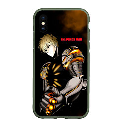 Чехол iPhone XS Max матовый Стальной Генос One Punch-Man, цвет: 3D-темно-зеленый