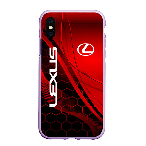 Чехол iPhone XS Max матовый LEXUS RED GEOMETRY ЛЕКСУС / 3D-Сиреневый – фото 1