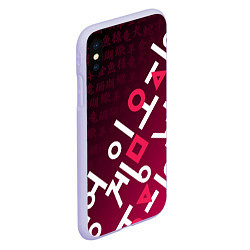 Чехол iPhone XS Max матовый Игра в кальмара: Иероглифы, цвет: 3D-светло-сиреневый — фото 2