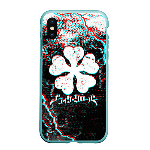 Чехол iPhone XS Max матовый BLACK CLOVER GLITCHF FLASHES / 3D-Мятный – фото 1