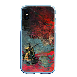 Чехол iPhone XS Max матовый Sekiro Самурай против дракона, цвет: 3D-голубой