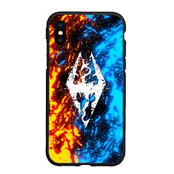 Чехол iPhone XS Max матовый TES SKYRIM BATTLE FIRE БИТВА ОГНЕЙ, цвет: 3D-черный