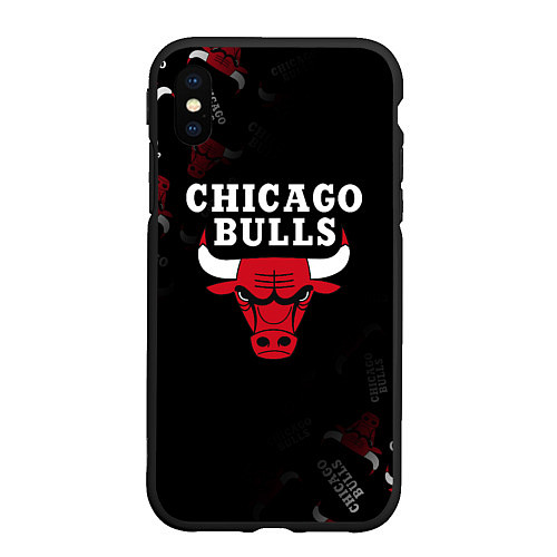 Чехол iPhone XS Max матовый ЧИКАГО БУЛЛС БЫКИ CHICAGO BULLS / 3D-Черный – фото 1