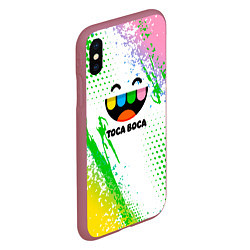 Чехол iPhone XS Max матовый Toca Boca: Улыбашка, цвет: 3D-малиновый — фото 2