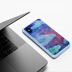 Чехол iPhone XS Max матовый Гуашевые облака, цвет: 3D-голубой — фото 2