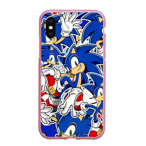 Чехол iPhone XS Max матовый SONIC ПАТТЕРН СОНИК / 3D-Розовый – фото 1