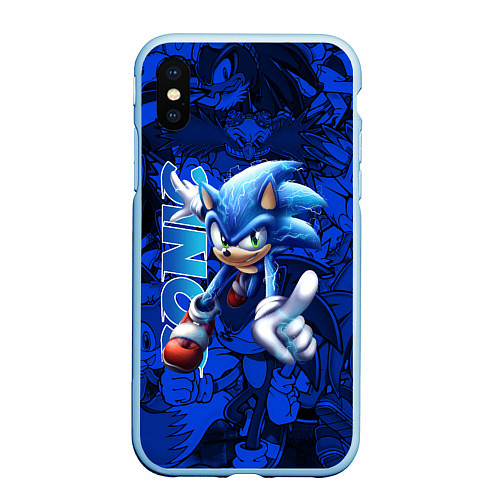 Чехол iPhone XS Max матовый SONIC LOGO СОНИК ЛОГО / 3D-Голубой – фото 1