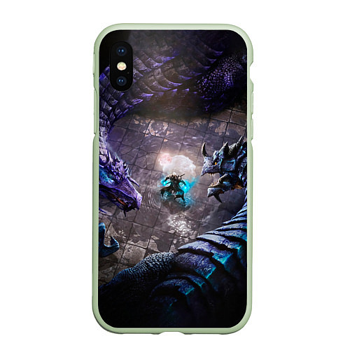 Чехол iPhone XS Max матовый В окружении драконов / 3D-Салатовый – фото 1