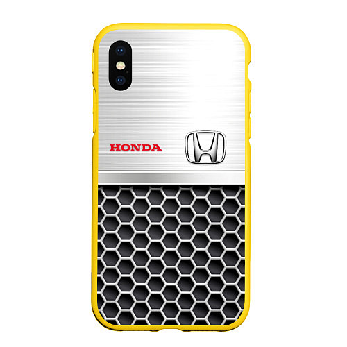 Чехол iPhone XS Max матовый HONDA Стальная решетка / 3D-Желтый – фото 1