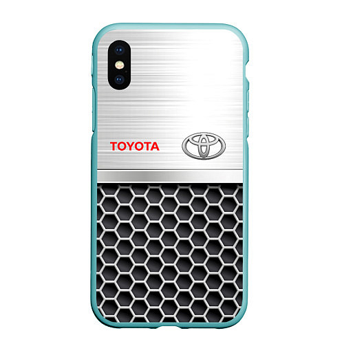 Чехол iPhone XS Max матовый Toyota Стальная решетка / 3D-Мятный – фото 1