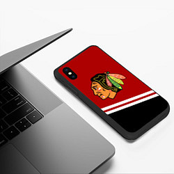 Чехол iPhone XS Max матовый Chicago Blackhawks, NHL, цвет: 3D-черный — фото 2