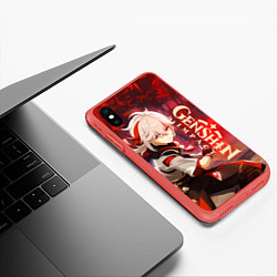 Чехол iPhone XS Max матовый Геншин импакт: Кадзуха, цвет: 3D-красный — фото 2