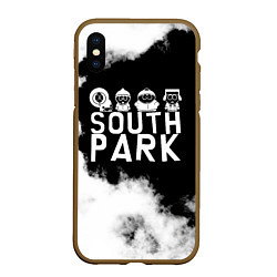 Чехол iPhone XS Max матовый Все пацаны на черном фоне Южный Парк, цвет: 3D-коричневый