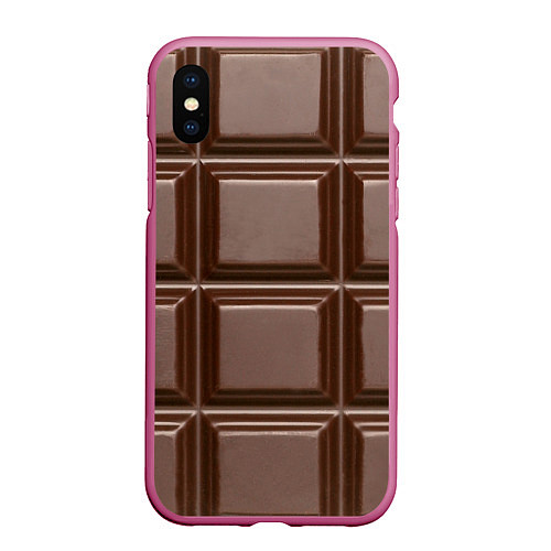 Чехол iPhone XS Max матовый Шоколадная плитка / 3D-Малиновый – фото 1