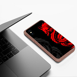 Чехол iPhone XS Max матовый КРАСНЫЙ ДРАКОН ТАТУ RED DRAGON TATTOO, цвет: 3D-коричневый — фото 2