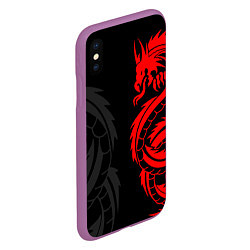 Чехол iPhone XS Max матовый КРАСНЫЙ ДРАКОН ТАТУ RED DRAGON TATTOO, цвет: 3D-фиолетовый — фото 2