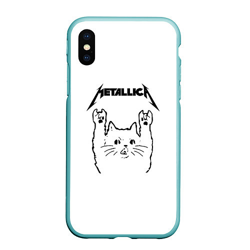 Чехол iPhone XS Max матовый Metallica Meowtallica / 3D-Мятный – фото 1