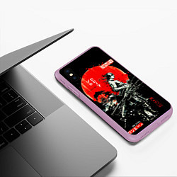 Чехол iPhone XS Max матовый Ван пис зоро самурай на черном фоне, цвет: 3D-сиреневый — фото 2