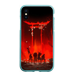 Чехол iPhone XS Max матовый GHOST OF TSUSHIMA САМУРИ В ОГНЕ, цвет: 3D-мятный