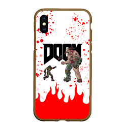 Чехол iPhone XS Max матовый Doomguy vs Cyberdemon спина