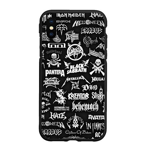 Чехол iPhone XS Max матовый ЛОГОТИПЫ МЕТАЛ ГРУПП METAL BANDS LOGO / 3D-Черный – фото 1