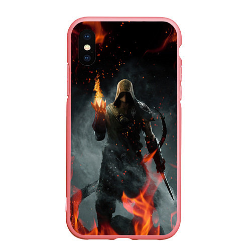 Чехол iPhone XS Max матовый TES SKYRIM DOVAHKIN FLAME ДРАКОНОРОЖДЕННЫЙ / 3D-Баблгам – фото 1
