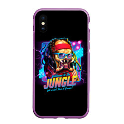 Чехол iPhone XS Max матовый Predator in the jungle, цвет: 3D-фиолетовый