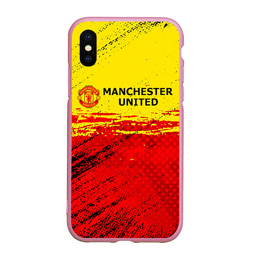 Чехол iPhone XS Max матовый Manchester United: Дьяволы / 3D-Розовый – фото 1
