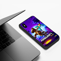 Чехол iPhone XS Max матовый Minecraft на коне!, цвет: 3D-черный — фото 2