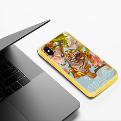 Чехол iPhone XS Max матовый Китайский тигр Символ 2022 года, цвет: 3D-желтый — фото 2