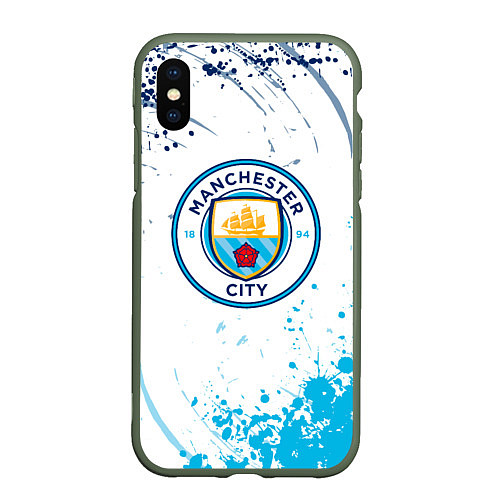 Чехол iPhone XS Max матовый Manchester City - Футбольный клуб / 3D-Темно-зеленый – фото 1