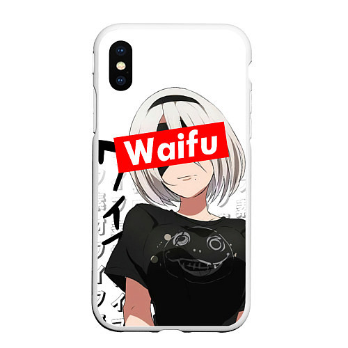 Чехол iPhone XS Max матовый Waifu - 2B Nier / 3D-Белый – фото 1