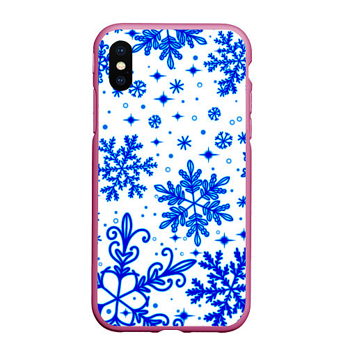 Чехол iPhone XS Max матовый Белая Зима / 3D-Малиновый – фото 1