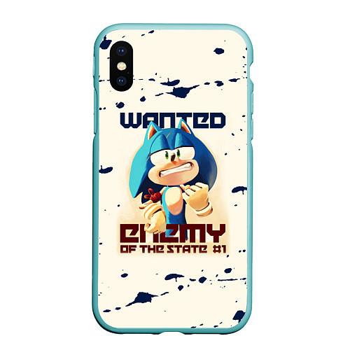 Чехол iPhone XS Max матовый SONIC WANTED СОНИК / 3D-Мятный – фото 1