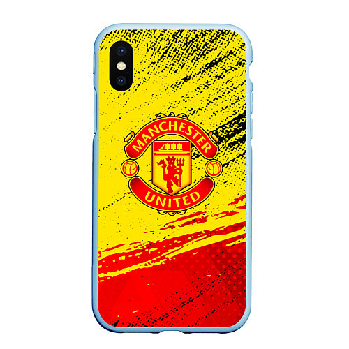 Чехол iPhone XS Max матовый Manchester United Футбольный клуб / 3D-Голубой – фото 1